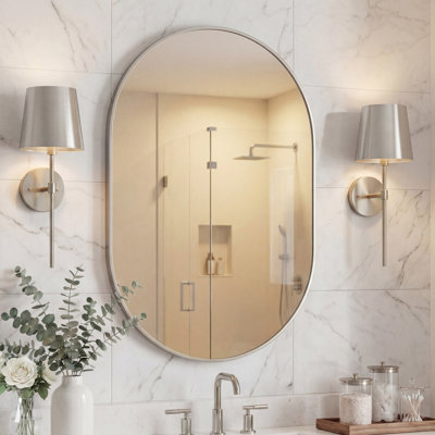 Milly 24 in. W x 36 in. H Medium Oval Metal Framed Wall Mirror