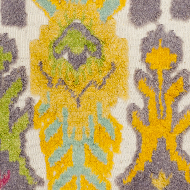 Tapis en laine / coton noué à la main Amariss en jaune / mauve, Rectangle 8 pi x 10 pi