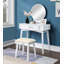 Ensemble coiffeuse et tabouret contemporain en bois avec tiroir-799813070