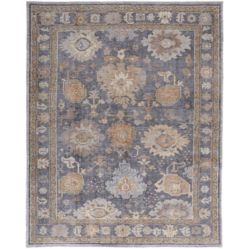 Wendover Oriental Area Rug in Charcoal, Rectangle 8' x 10'