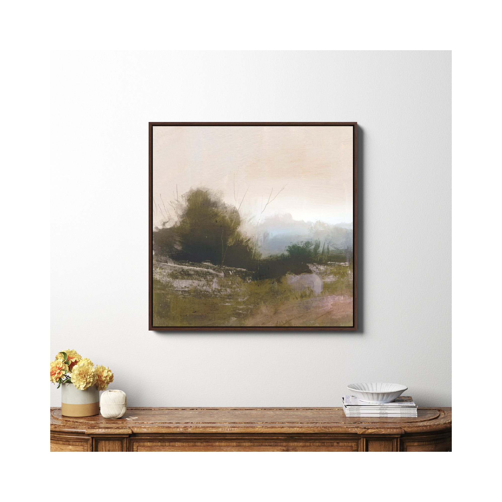 Spring Farm by Dan Hobday Art, 36" H x 36" W x 2" D, No, Espresso Framed Canvas