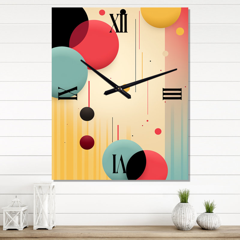Horloge murale rétro surdimensionnée géométrique bleue III, Grand