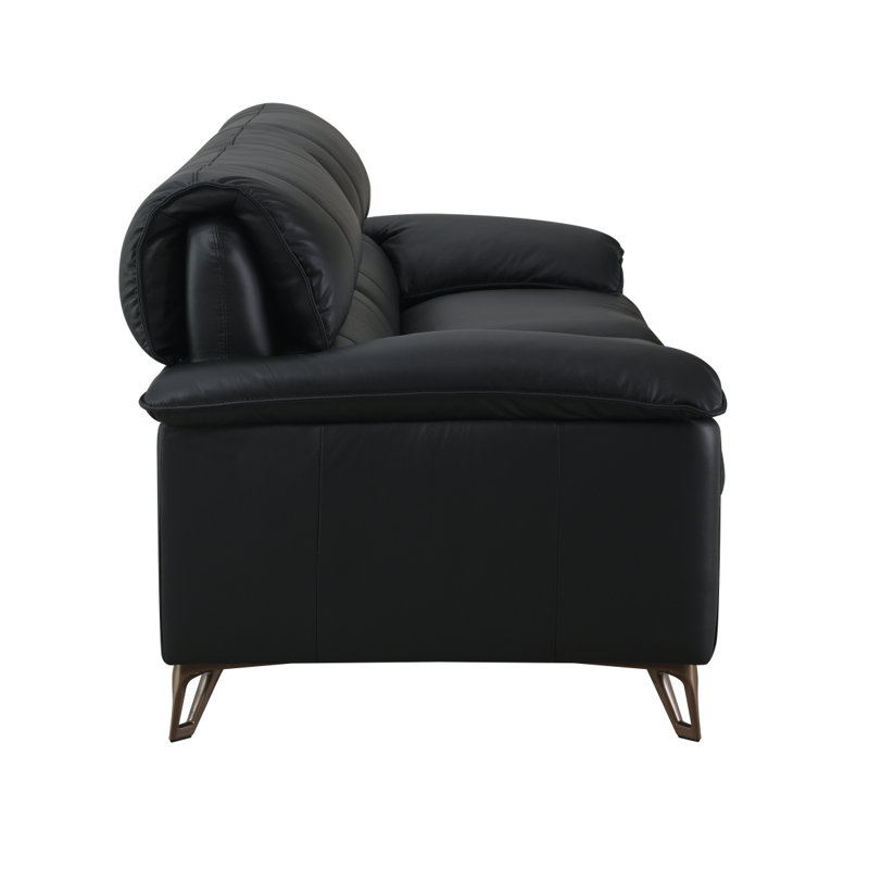 Canapé moderne Eilene, cuir fleur noir LV03700