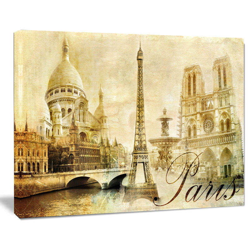 Paysage urbain «Old Beautiful Paris», impression, H 20 po x l 40 po x P 1 po, Toile tendue