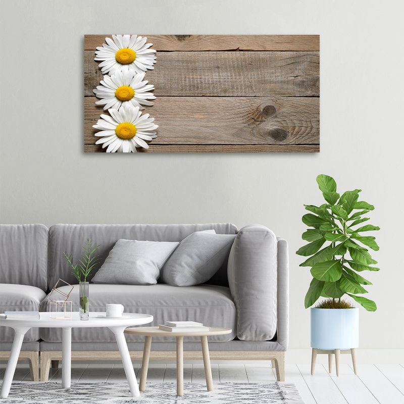Daisies Wood - Wrapped Canvas Print