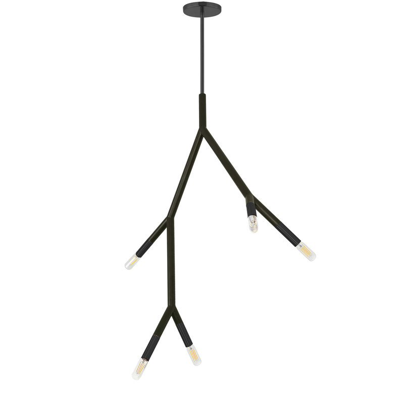 Luminaire suspendu à 5 lumières Fakrudeen, Noir mat