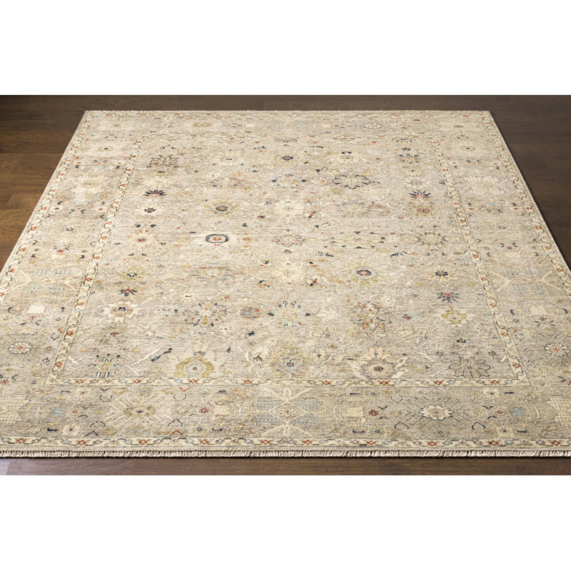 Wool Floral Area Rug, Rectangle 2' x 3'