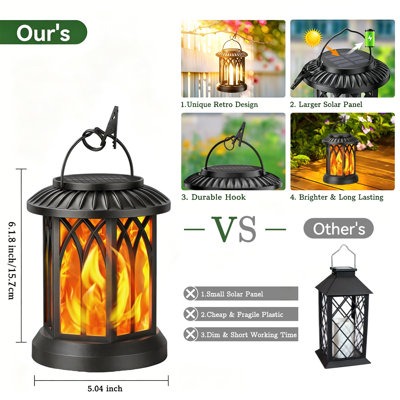 Kooper Solar Lantern Outdoor Lights, Upgraded Flickering Flame Solar Lanterns Lights Outdoor Waterproof, Hanging Lantern Decorative, Solar Powered Lanterns For Yard Patio Path Tree Garden Decor
