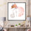 Silhouette de femme avec des fleurs rouges et mauves - reproduction d'art sur toile Glam