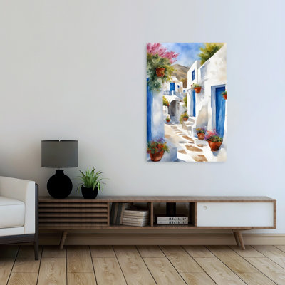 Charming Greek Village Peaceful Rustic Traditional Architecture Summer Wall Art Print