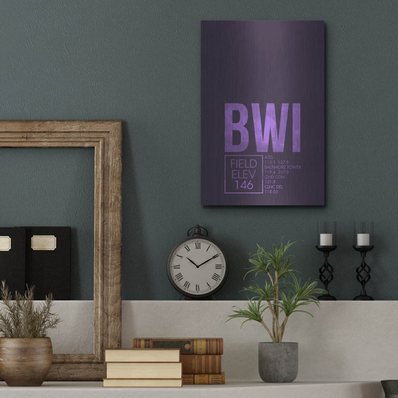 Trinx «BWI ATC» par O8, art mural en métal, H 16 po x l 12 po