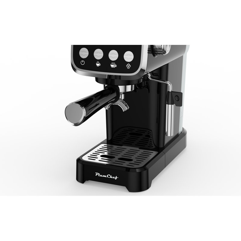 20bar Slim Vertical Espresso Machine With Milk Frother, Built-in Cup Warmer & 43 Oz Detachable Tank, Compact Space-saving Design For Rich Espresso, Americano, Latte, Black