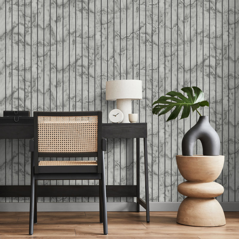 Marble Slat Panel Luxury Wallpaper, Grey
