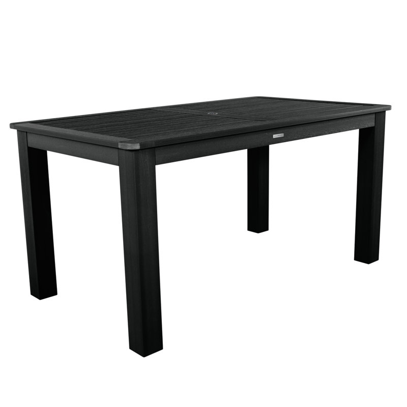 Highlawn Rectangular Outdoor Dining Table With Umbrella Hole , in. W 41.75'' in. D, Black, 36'' H x 42'' W x 72 '' D
