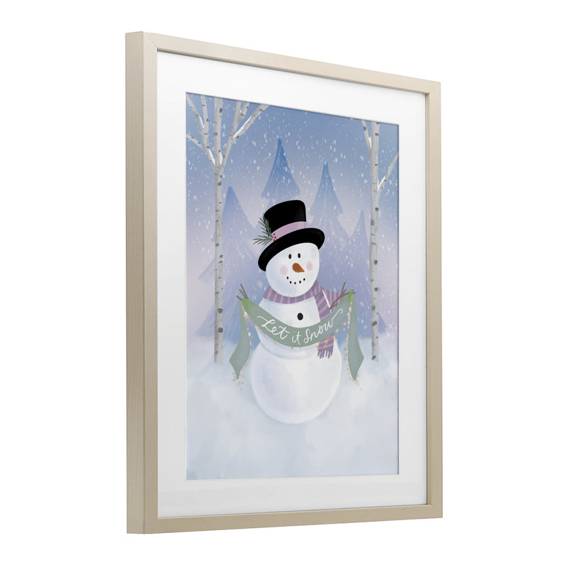 Let It Snow Soft Snowman, reproduction encadrée sous verre, design par Sandra Picco, H 16 po x l 13 po