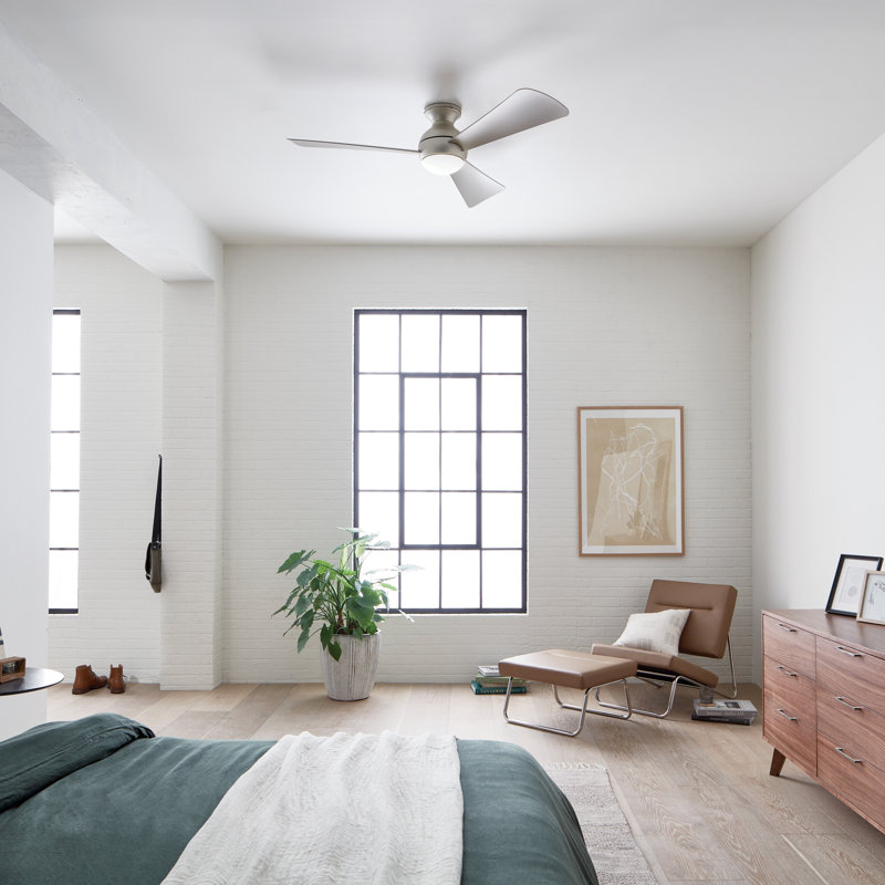 Ventilateur de plafond encastré à DEL à 3 pales avec ensemble d'éclairage inclus Sola, Nickel brossé, 54 po