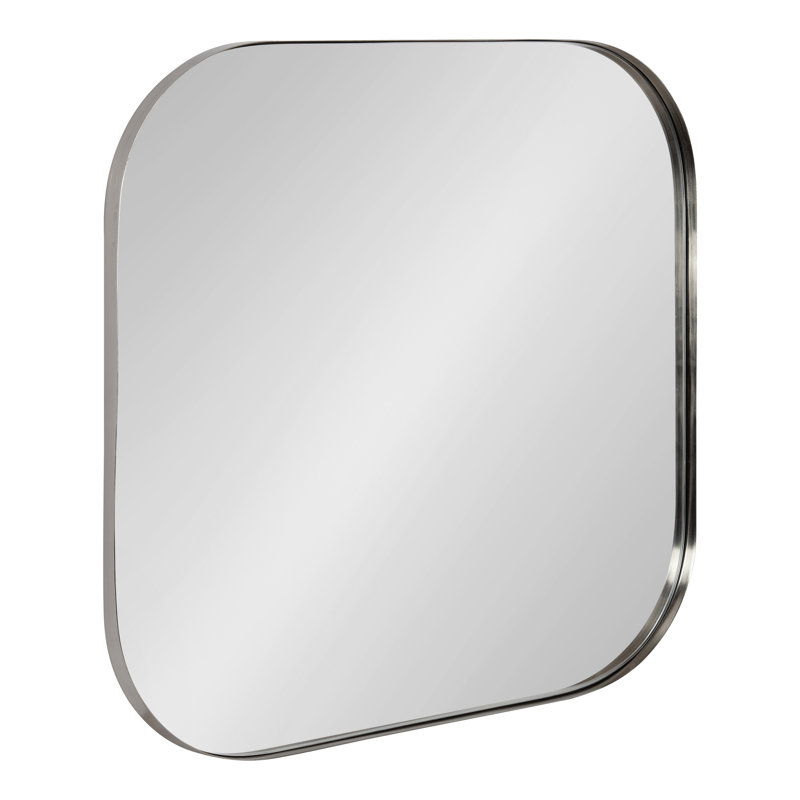 Slade Metal Flat Mirror, 24" x 24", Silver