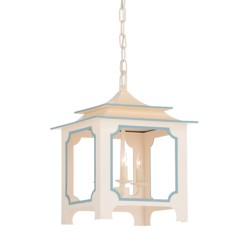 Lustre carré à 3 lumières Tole, Gris/bleu, H 18 po x l 13,5 po x P 13,5 po