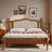 Bohemian Wooden Platform Bed With Natural Rattan Headboard And Arc Design-107820862-107820864