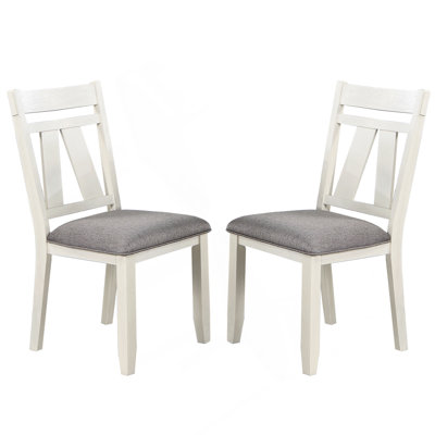 Ensemble de 2 chaises de salle à manger avec siège rembourré, gris et blanc