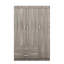 Garde-robe 3 portes avec 2 tiroirs, grain de bois gris, garde-robe d'organisation de chambre à coucher, calme-1013786680