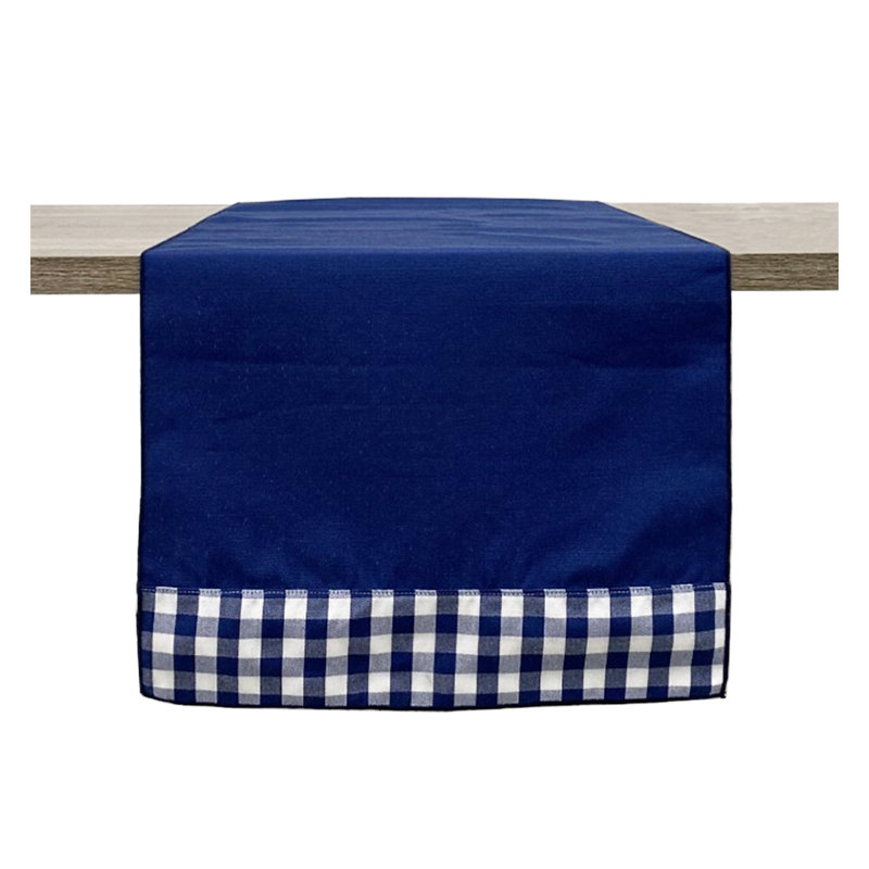 Chemin de table réversible fait à la main, 36 po x 15 po, Bleu marine