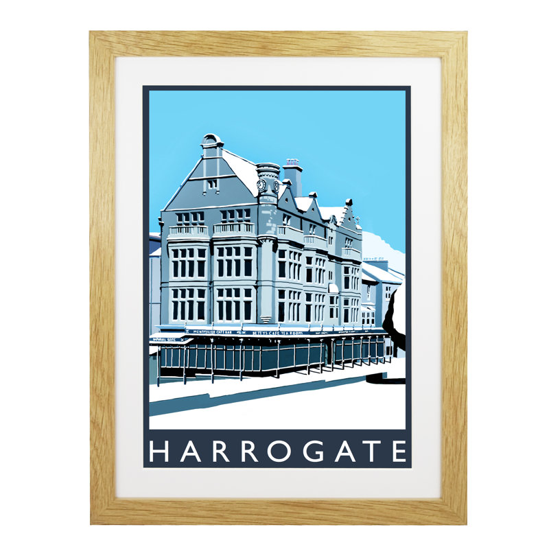 Harrogate In Snow by Richard O'Neil - Print, Oak Wood Frame, 54 cm H x 44 cm W x 2.2 cm D