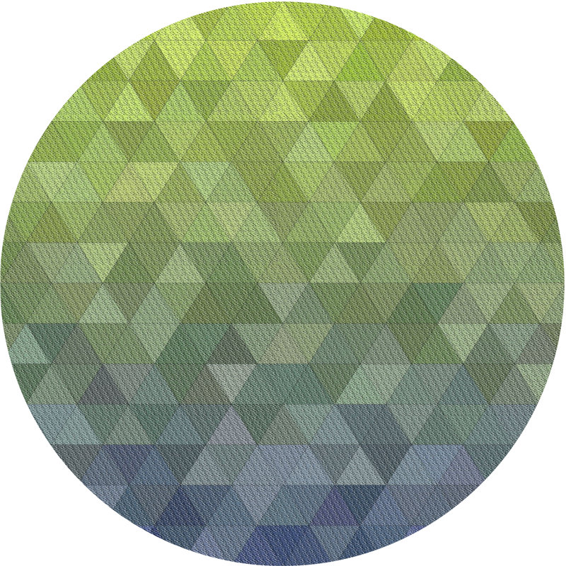 Tapis vert/bleu foncé à motifs, Rond 4 pi