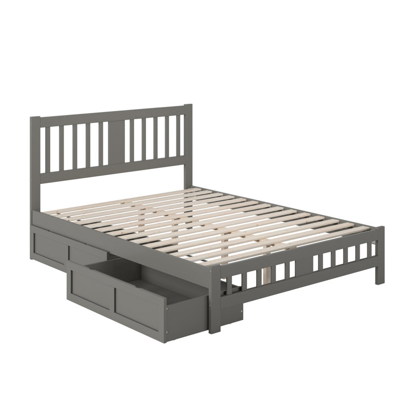 Yarelie Slat Storage Bed, Queen, Gray