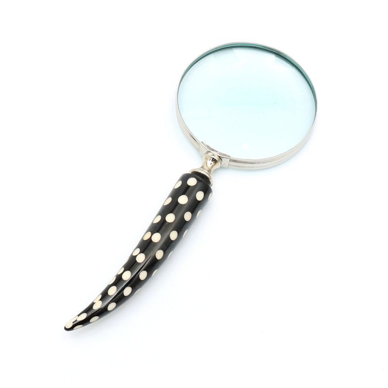 Dotted Resin Handle Magnifying Glass with Steel Frame - Black 