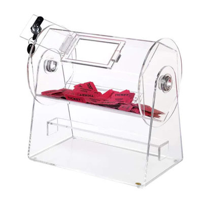Tambour de tirage au sort en acrylique, cage de tirage de billets de tirage professionnel avec 2 clés, dessin de loterie transparent, peut contenir 2 500 billets ou 100 balles de tirage, boîte de billets de tirage pour les jeux de loto