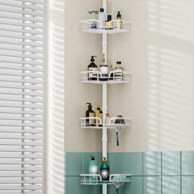 Telescopic 289 x 22 x 22 cm Shower Caddy Corner Height Adjustable Bathroom Shelves