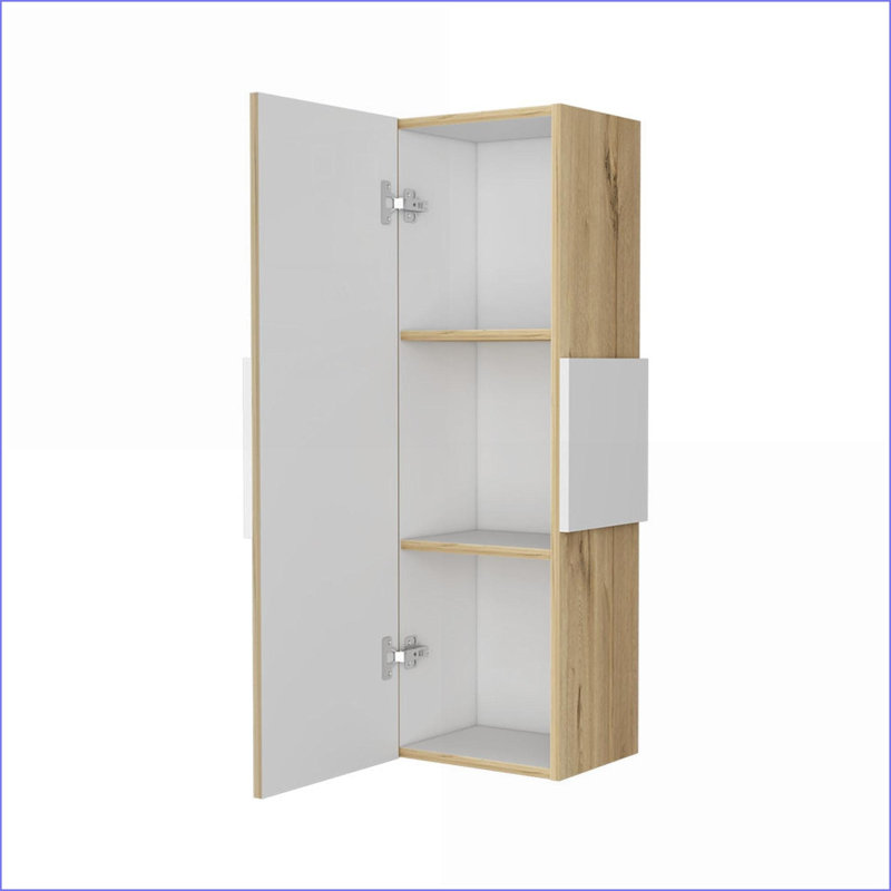 Armoires à pharmacie | 3 tablettes Nottingham chêne clair / blanc | Bois d'ingénierie