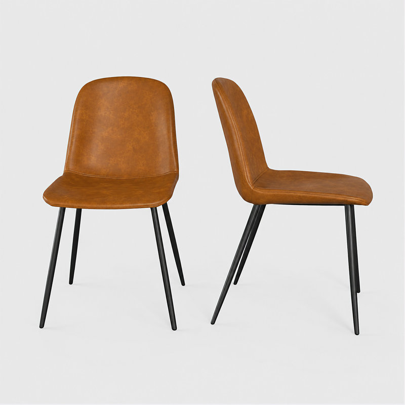 Chaise rembourrée en similicuir Kody , Cuir végétal brun clair