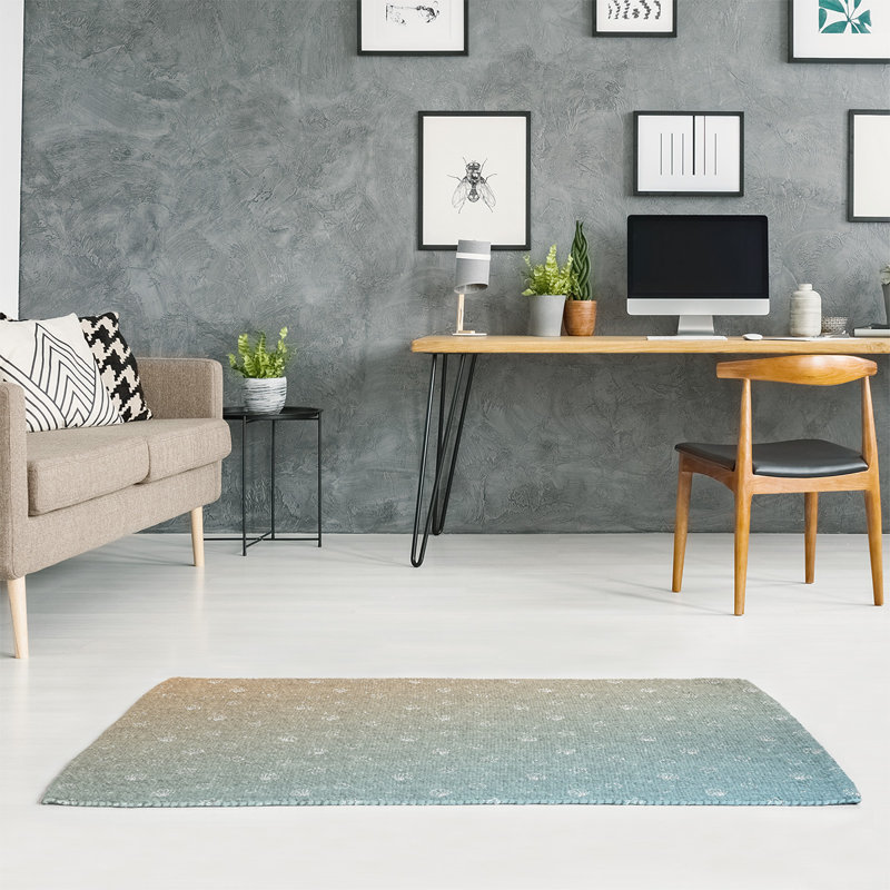 Tapis saumon / bleu / jaune, Rectangle 5 pi x 7 pi