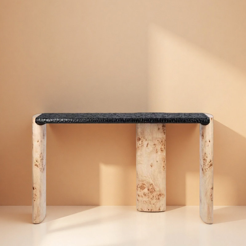 Console en bois massif de style Wabi-Sabi, H 31,5 po x l 47,2 po x P 13,8 po