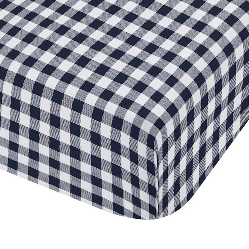 Bamford Gingham Check Fitted Sheet, Super King, Navy Blue