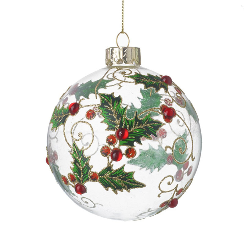 8cm Floral Glass Bauble