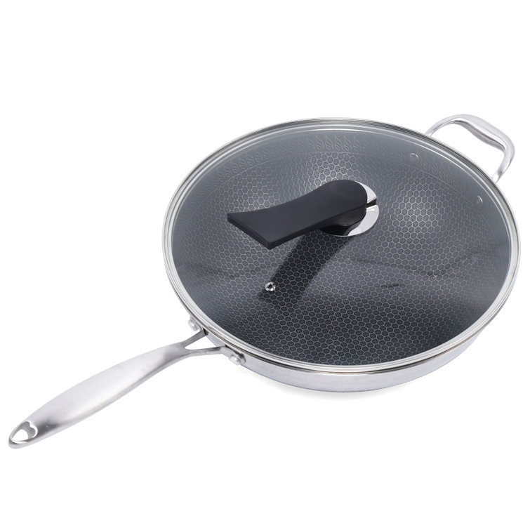 DALELEE Non-Stick Double Sided Honeycomb Cooking Wok with Lid