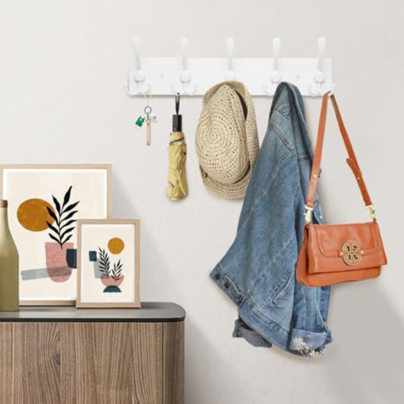 Solid Wood Wall Hook, White