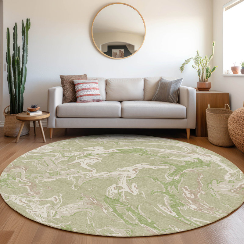 Tapis intérieur / extérieur lavable Lani Aloe , 8 pi x 8 pi