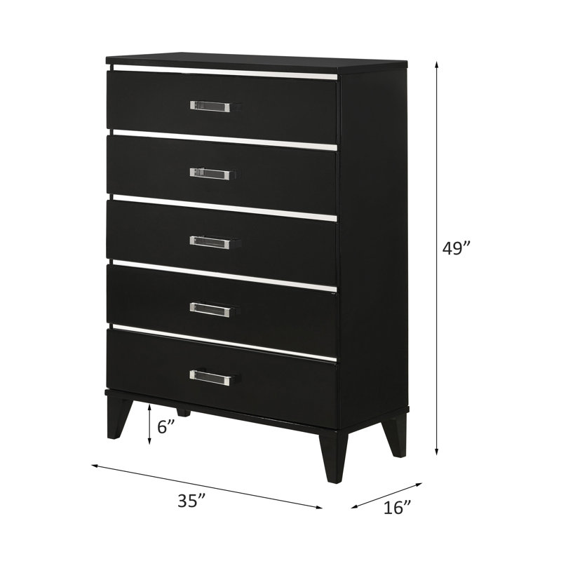 16'' W 3 - Drawer Dresser, Black