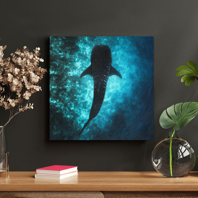 Poisson noir à l'eau - peinture sur toile tendue, L 32 po x H 32 po