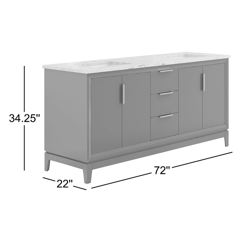 Elizabeth 72'' W Double Vanity, White