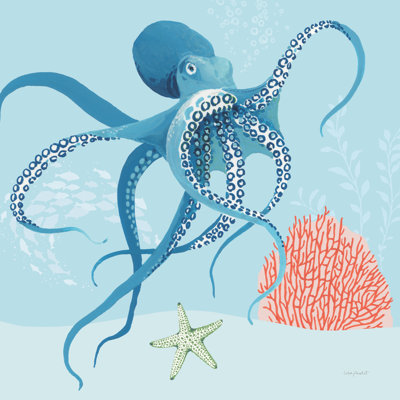 " Free As the Ocean II on Blue " Watercolor Print