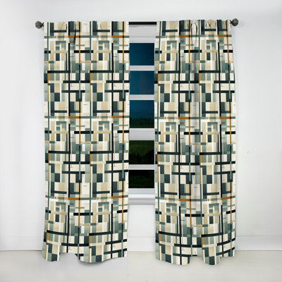 Natural Tones Grey And Beige Stripes - Abstract Geometric Room Darkening Curtain - 1 Panels