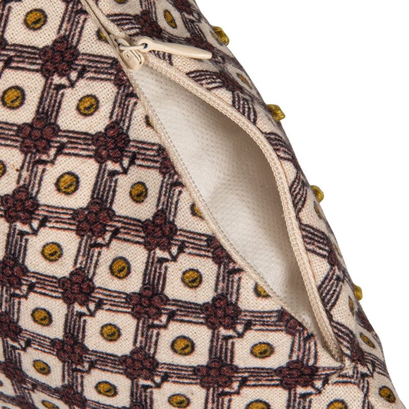 Cotton Printed Lumbar Pillow With Tassels