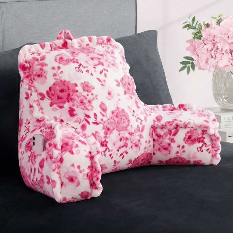 Juicy Couture 30" x 21" x 17" Backrest Pillow, Fancy Floral Ruffle