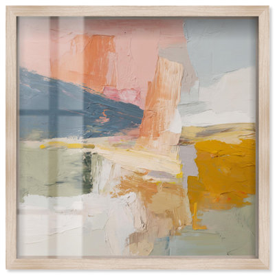 «Soft and Vibrant II Shadowbox», art mural de salle de bain par Art Remedy, cadre blond, 13 x 13
