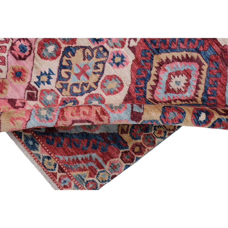 High-Quality Hand-Knotted Pink And Red Area Rug